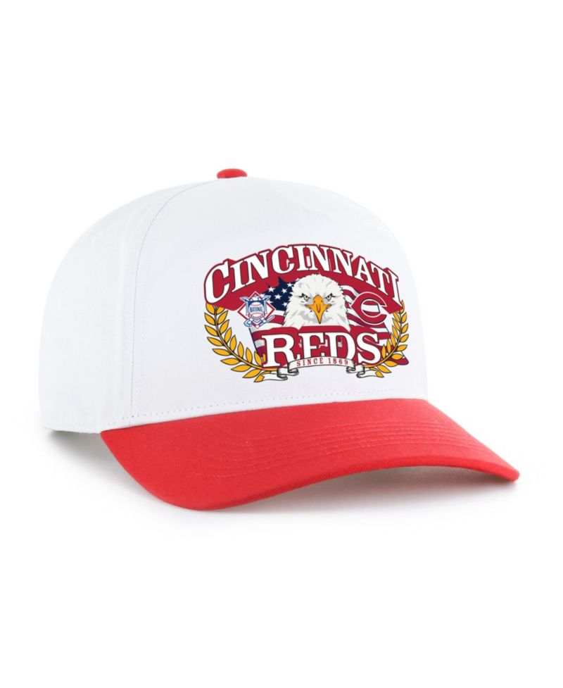 Men's White/Red Cincinnati Reds Americana Eagle Hitch Adjustable Hat