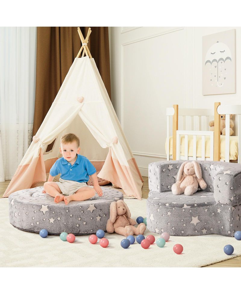 2-in-1 Toddler Convertible Sofa Chair with Glow-in-the-Dark Pattern