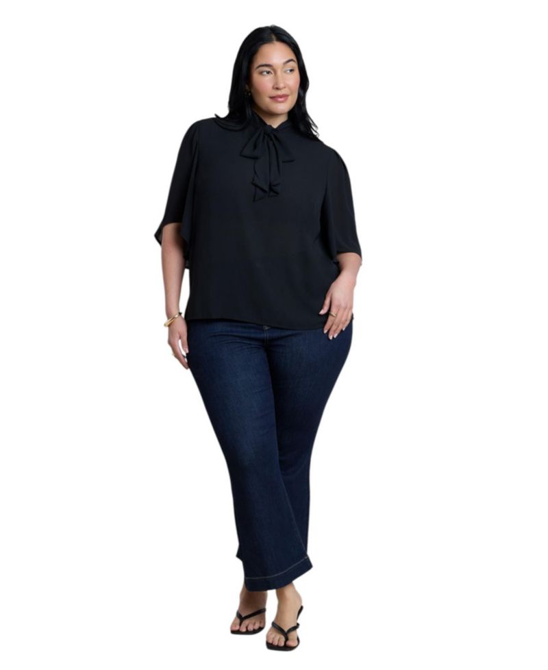 Women's Bow Blouse With Flutter Sleeve