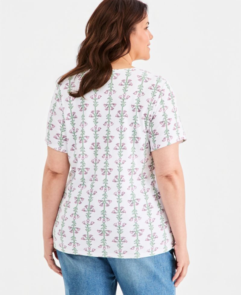 Petite Printed Short-Sleeve Scoop-Neck Top