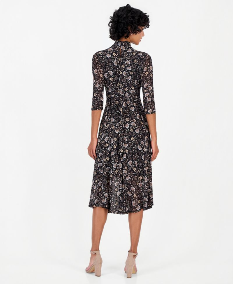Petite Floral Chiffon Midi A-Line Dress