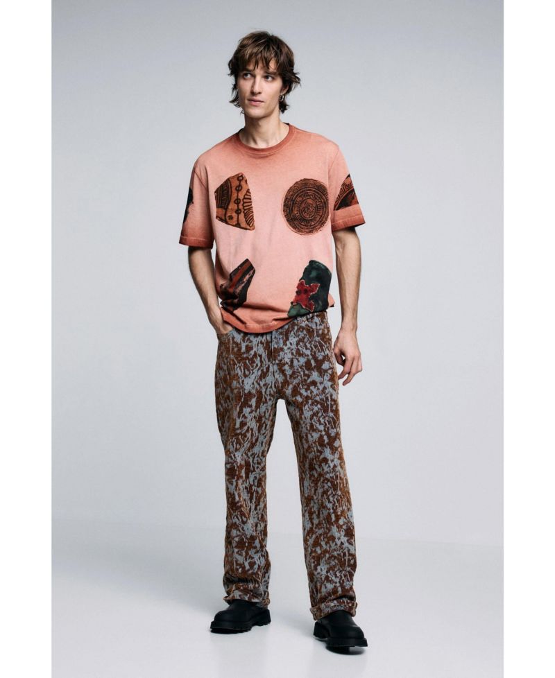 Men's Short-sleeved patchwork t-shirt