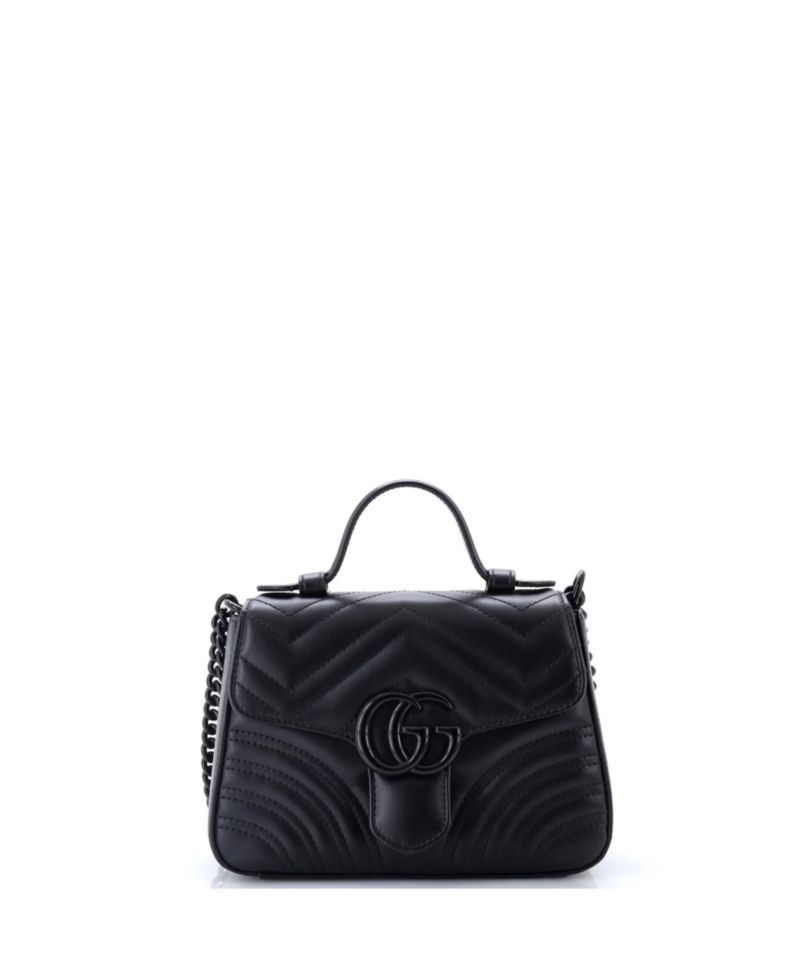Mini GG Marmont Monochrome Top Handle Flap Bag Matelasse Leather