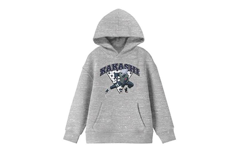 Classic Kakashi Fighting Stance Youth Heather Gray Graphic Hoodie-XS