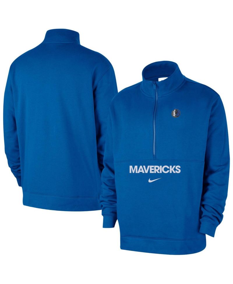 Men's Royal Dallas Mavericks Courtside Club Half-Zip Jacket