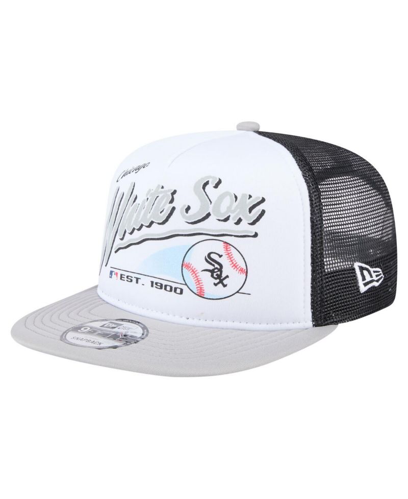 Men's White/Gray Chicago White Sox Retro Script Trucker 9FIFTY Snapback Hat