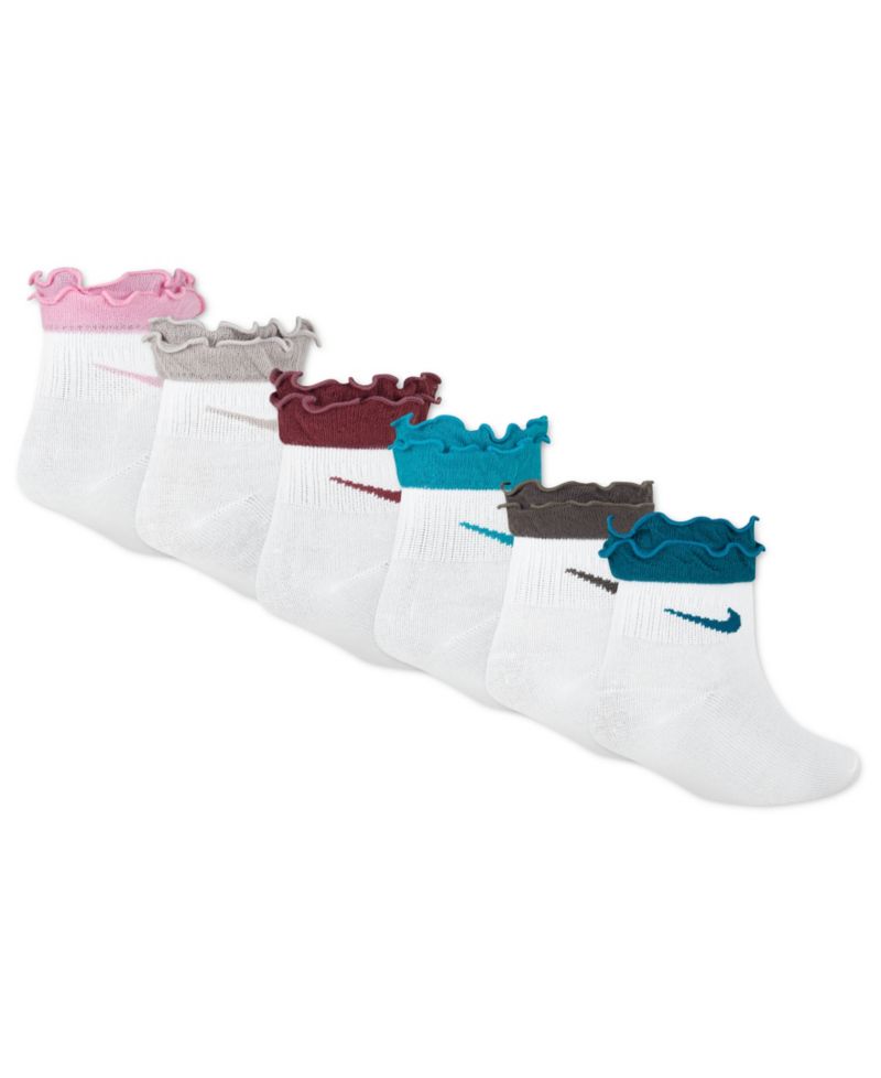 Girls' 4-7 Ruffle Detail Ankle Socks, 6-Pack