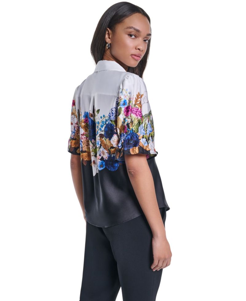 Women's Floral Button-Front Blouse