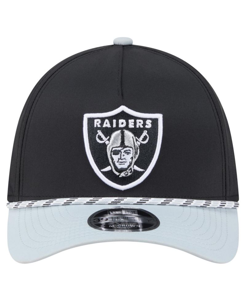 Men's Black/Silver Las Vegas Raiders Rope M-Crown A-Frame 39THIRTY Flex Hat