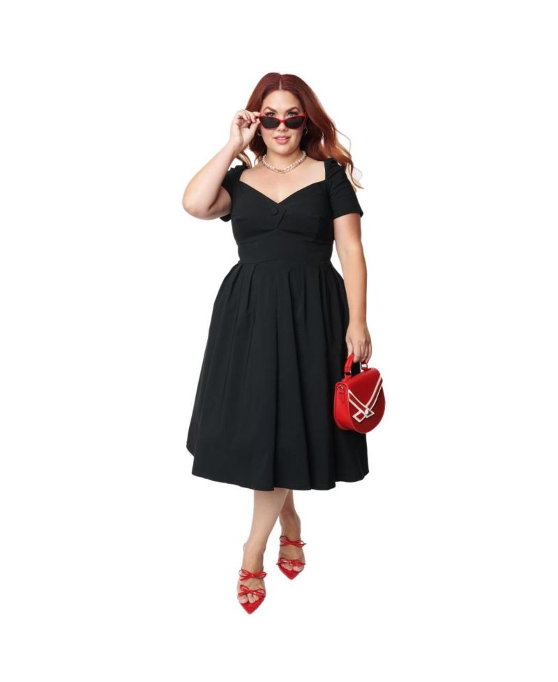 Plus Size Short Sleeve Sweetheart Midge Swing Dress
