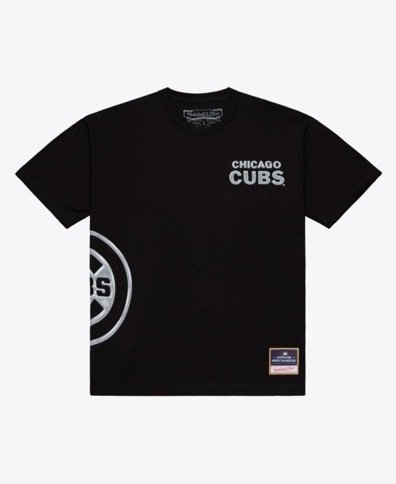 Men's Mitchell Ness Black Chicago Cubs Chrome Heritage T-Shirt