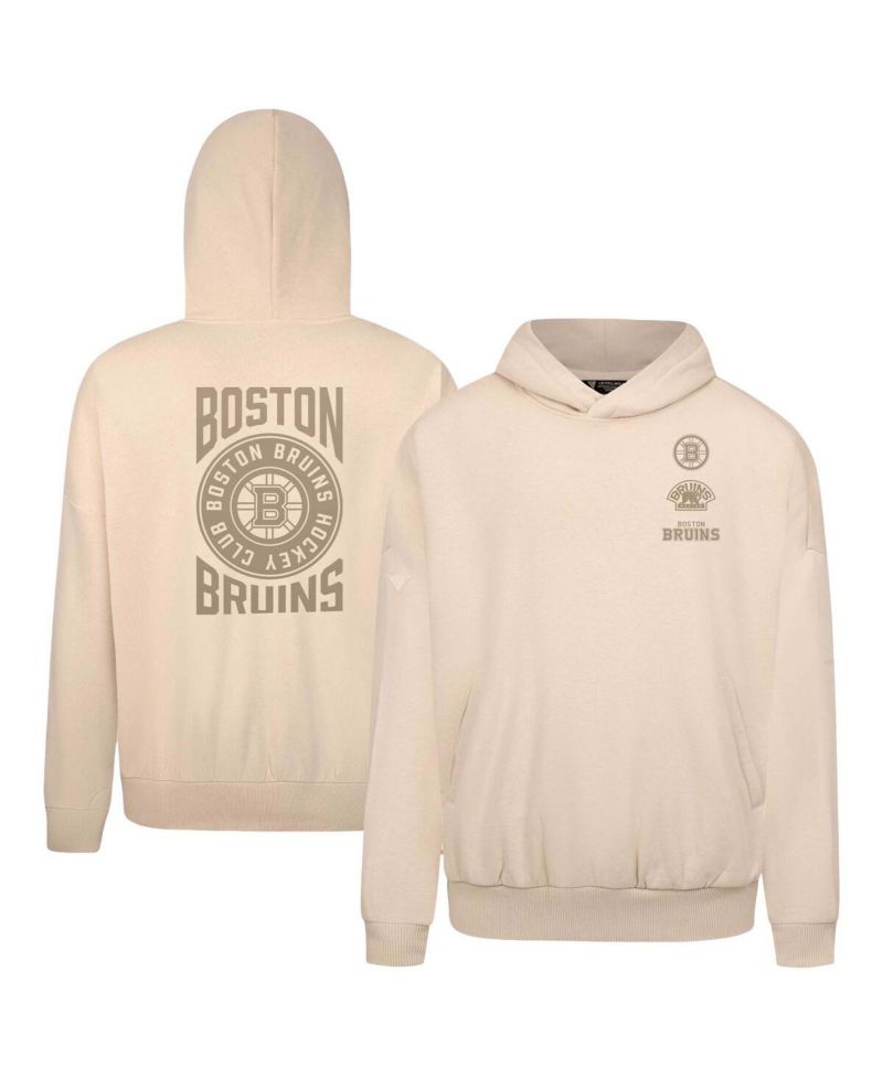 Men's Cream Boston Bruins Contact Stamp Pullover Hoodie
