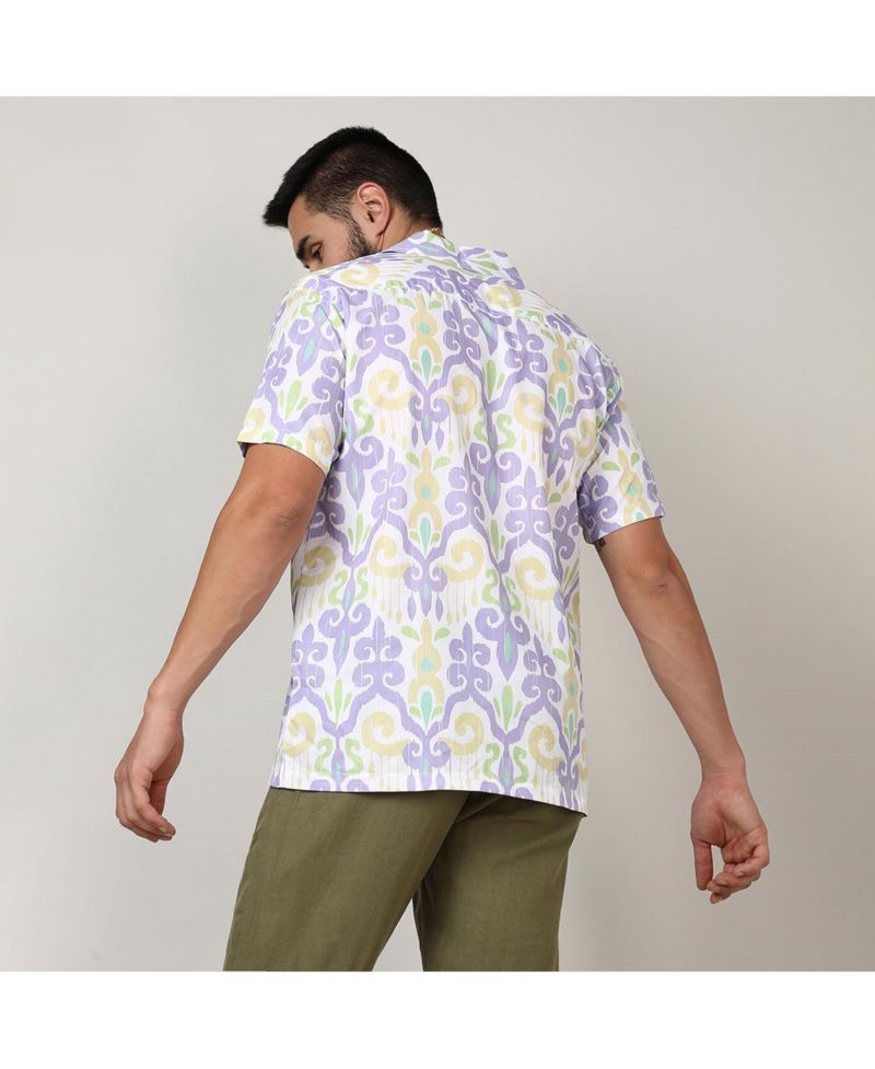 Men's Lilac & Pale Yellow Ethnic Shirt