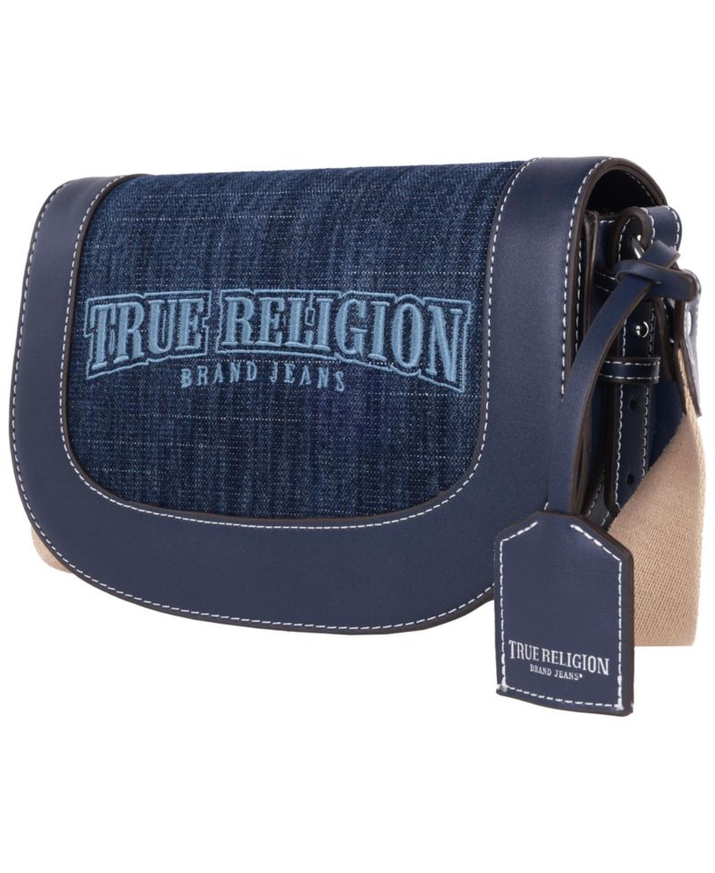 Dark Denim Logo Saddle Bag