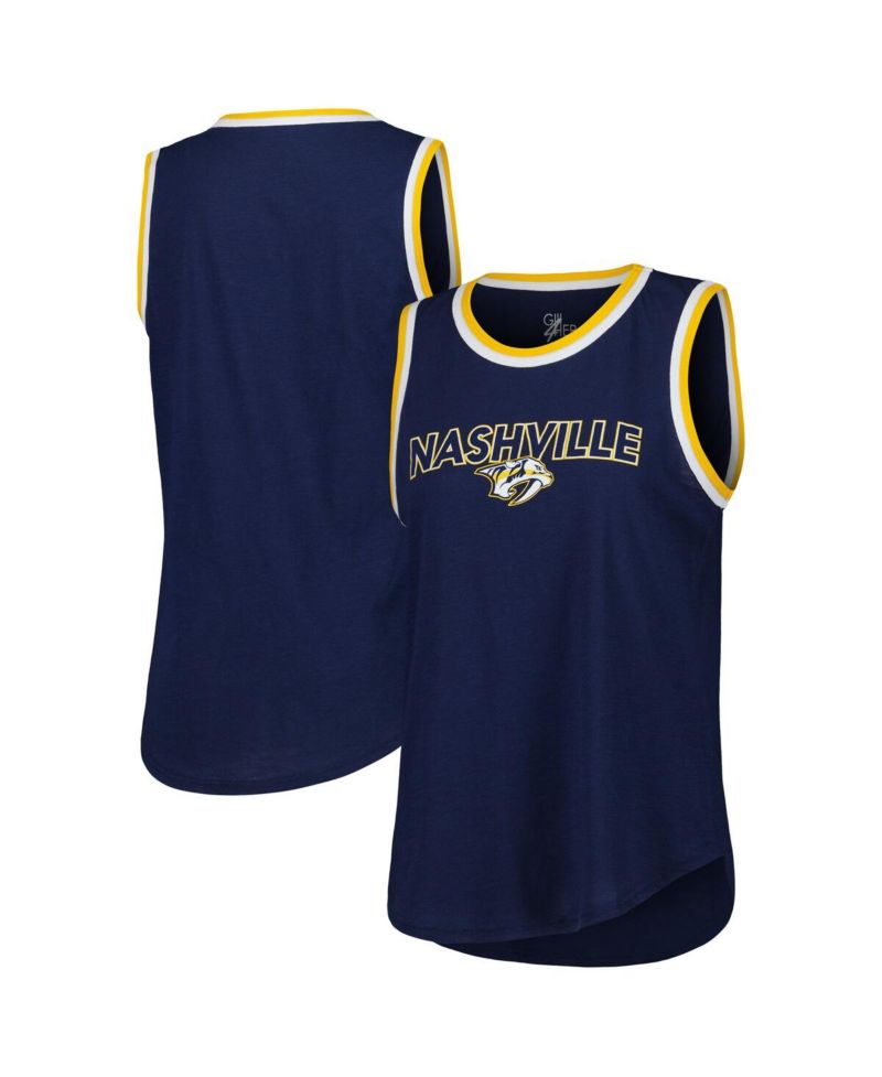 Women's Navy Nashville Predators Strategy Tank Top