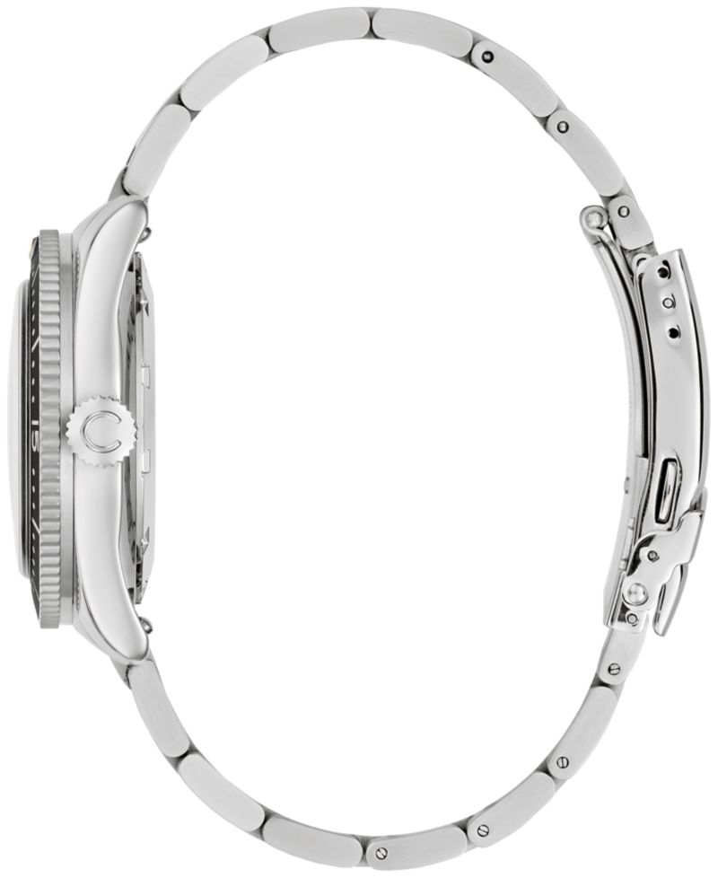 Men's Vintage Sport Sea Hunter Silver-Tone Stainless Steel Bracelet Watch, 39mm