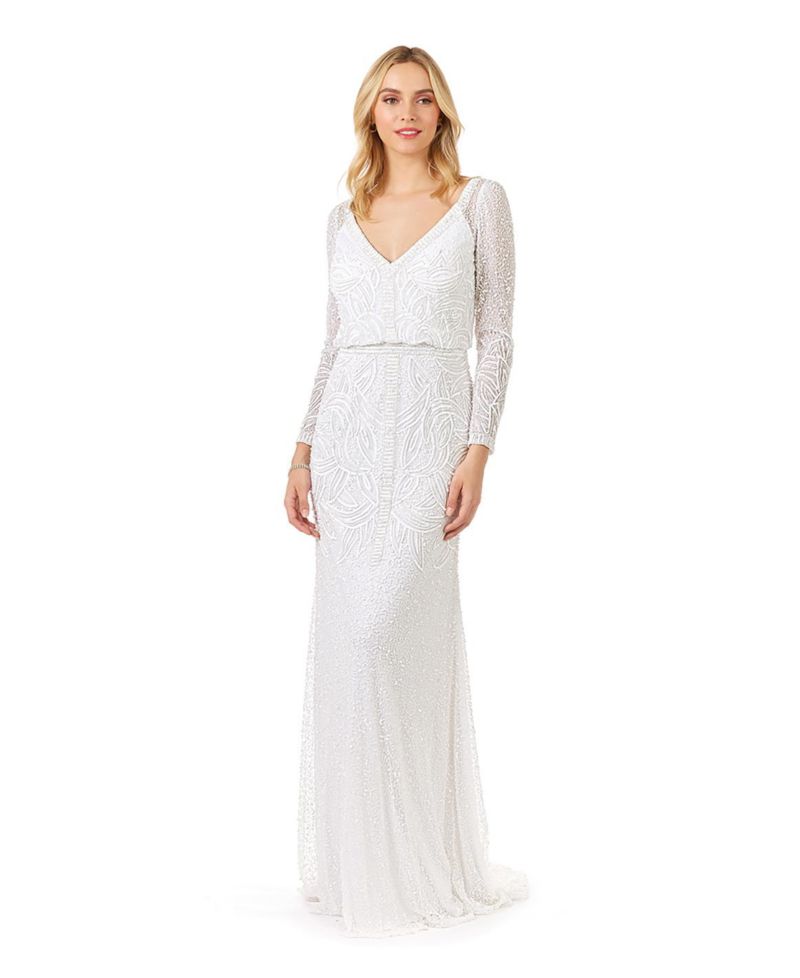 Women's Grant Long Sleeve Beaded Wedding Dress
