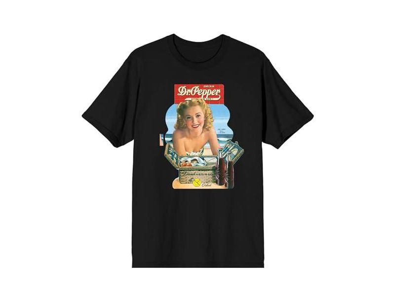 Men's Dr Pepper Vintage Advertisement Black Short Sleeve Tee-Small