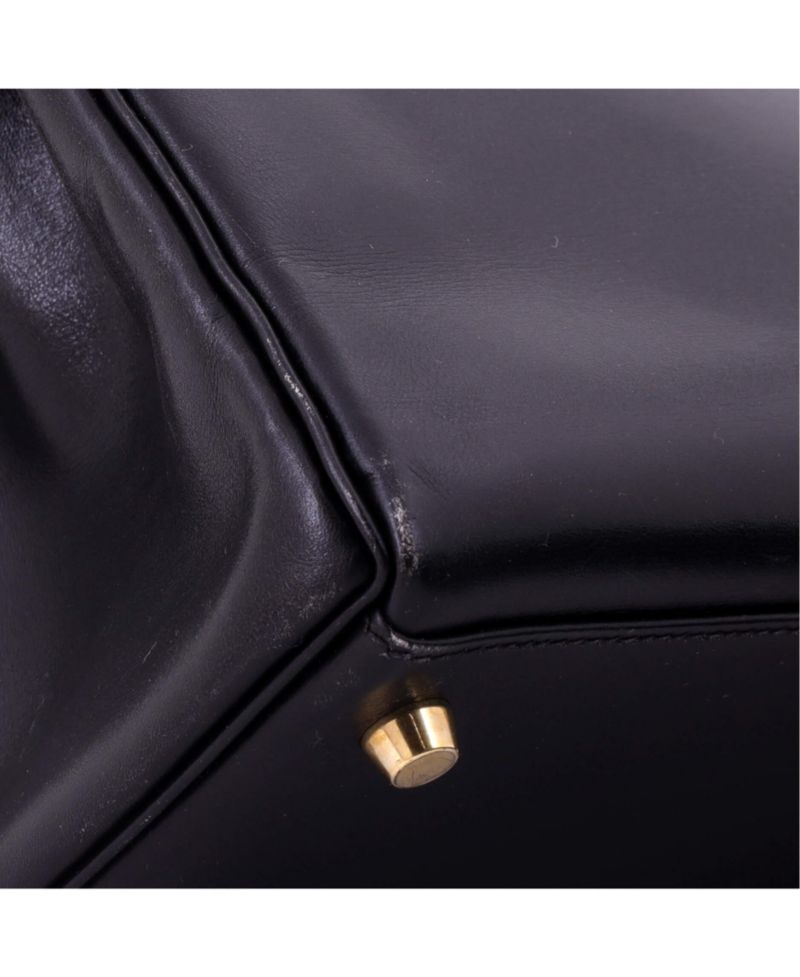 Kelly 28 Handbag Black Box Calf with Gold Hardware