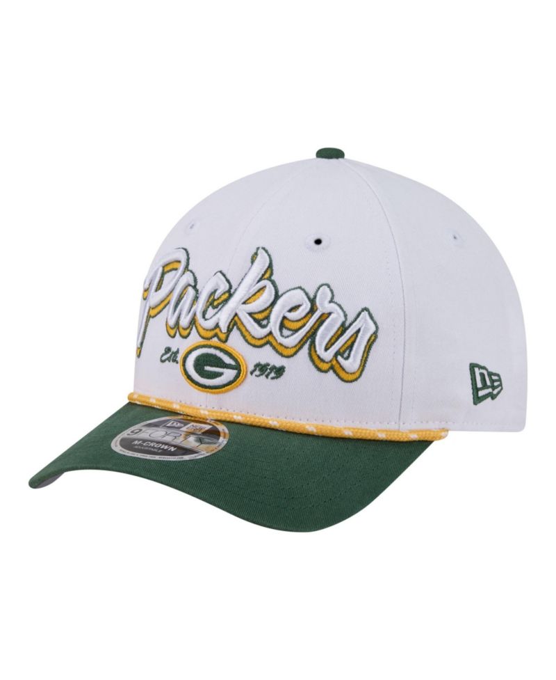 Men's White Green Bay Packers Team Loyal A-Frame 9FORTY Adjustable Hat