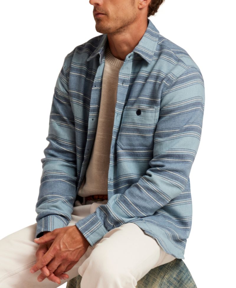 Men's Stripe Twill Flannel Overshirt Jacket