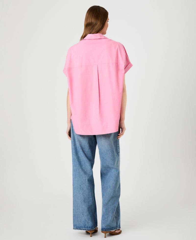 Women's Rhodes Poplin Ticking Striped Popover V-Neck Shirt