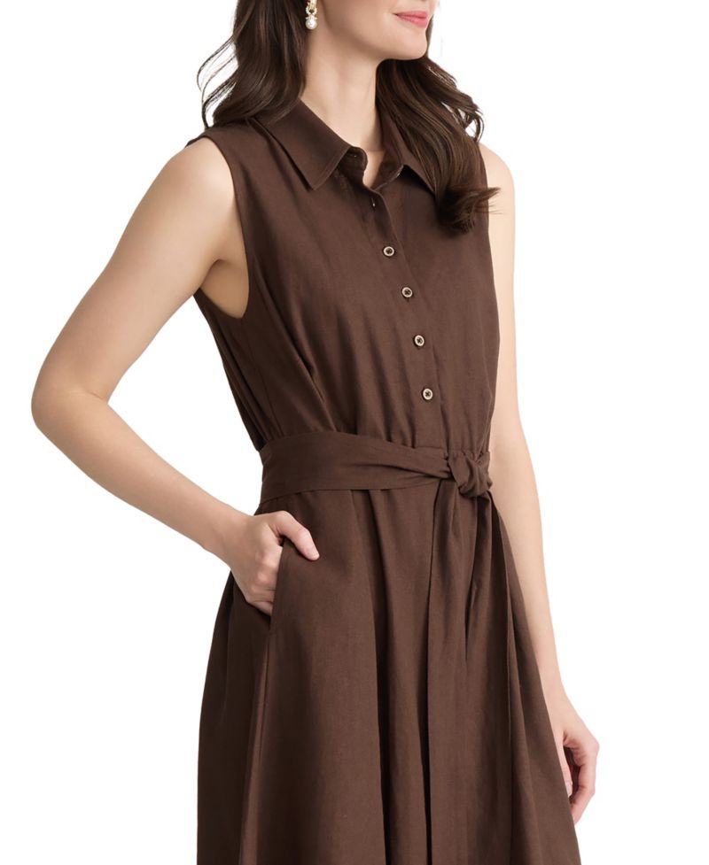 Women's Collared Neck Midi Shirt-Dress