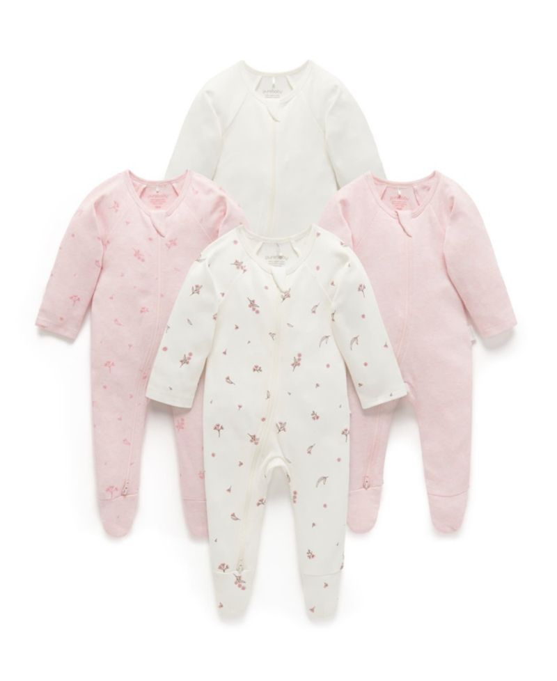 Baby Girls Zip Coverall 4 Pack