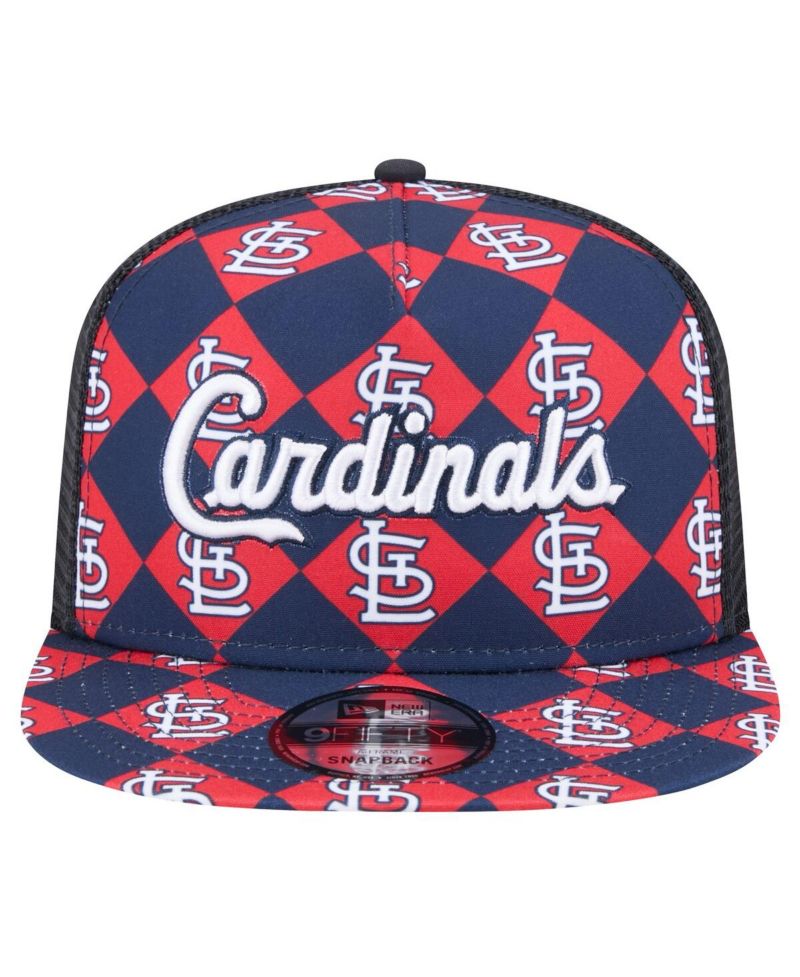 Men's Navy St. Louis Cardinals Seeing Diamonds A-Frame Trucker 9Fifty Snapback Hat
