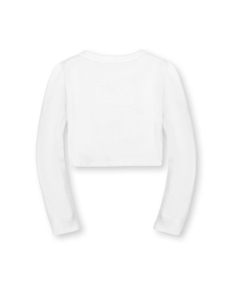 Hope and Henry Girls' Organic Long Sleeve Scallop Detail Cardigan Sweater, Kids