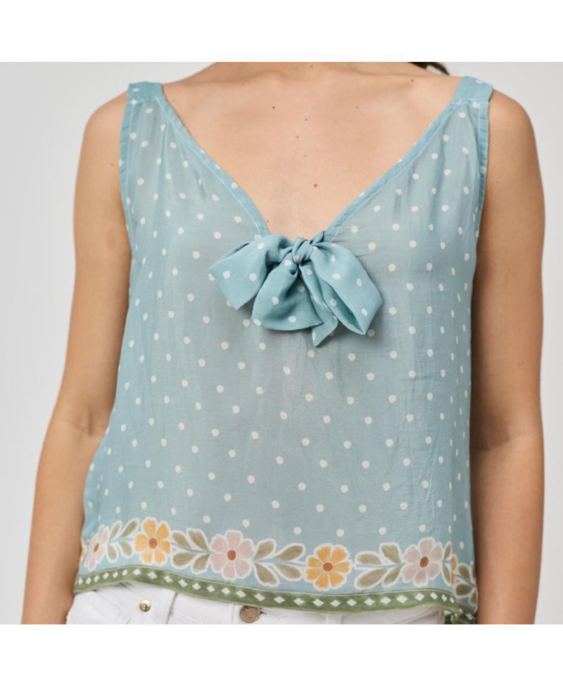 Women's Bow Bemberg Tie Cami Top
