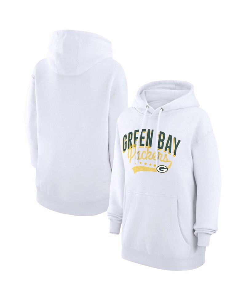 Women's White Green Bay Packers Filigree Logo Pullover Hoodie