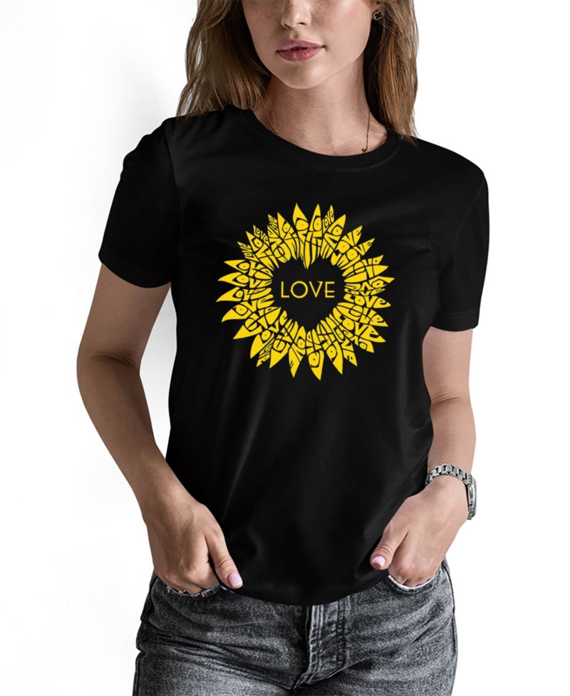 Women's Sunflower Love Word Art Pullover Top