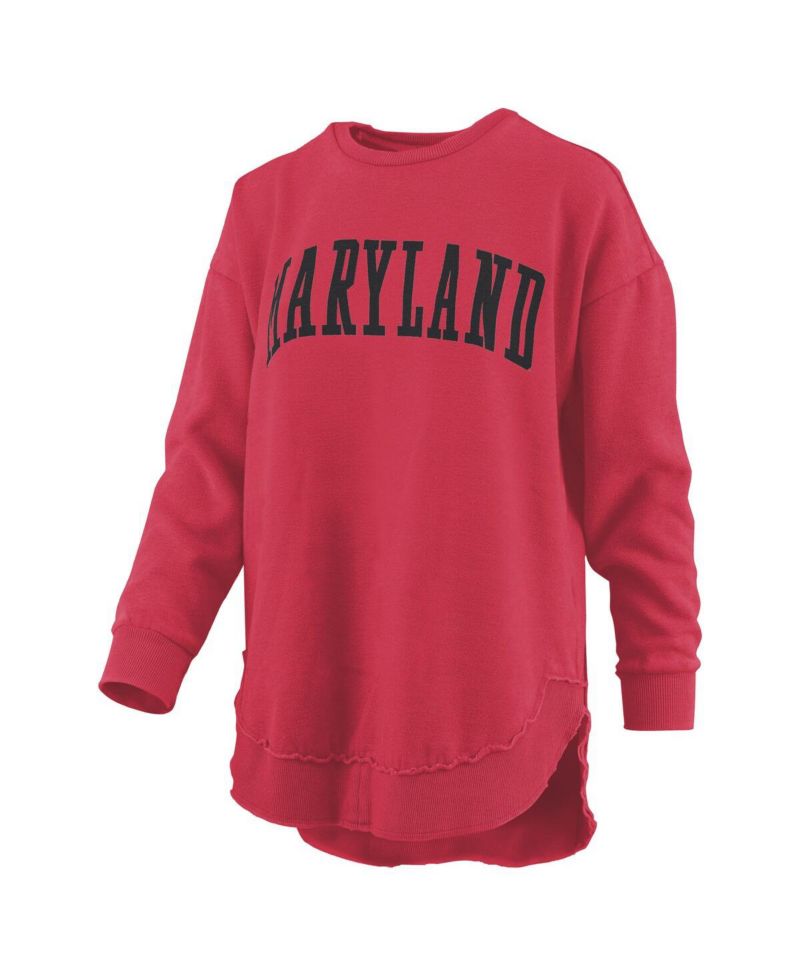 Women's Red Maryland Terrapins Melange Poncho Vintage Fleece Long Sleeve Pullover Sweatshirt