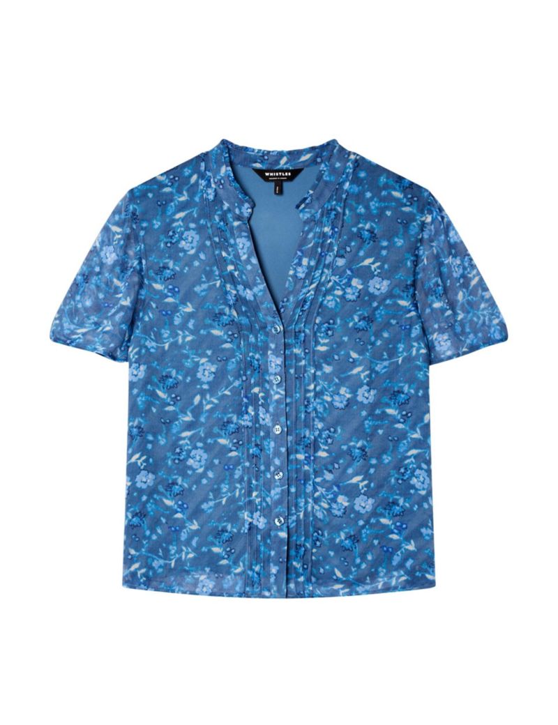 Women's Ditsy Floral V Neck-Blouse