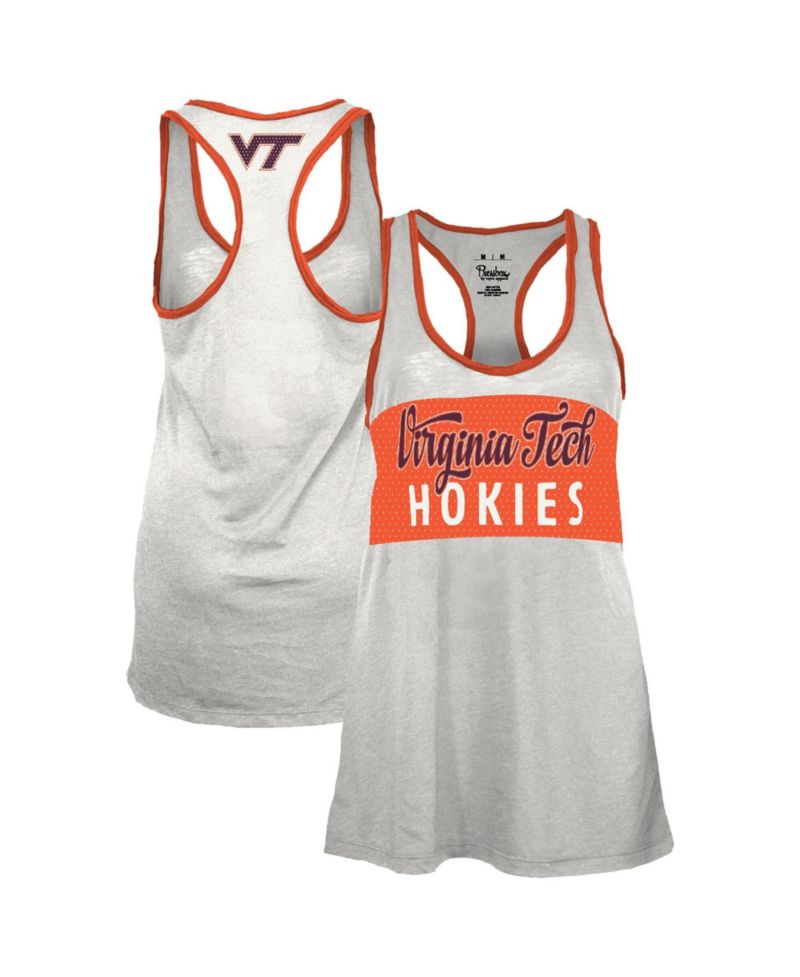 Women's White/Orange Virginia Tech Hokies Tracy Racerback Burnout Tank Top