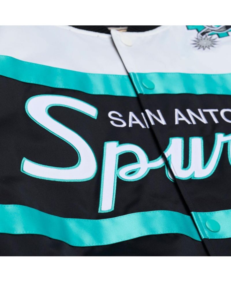 Men's Black San Antonio Spurs Hardwood Classics Head Coach Lightweight Satin Full-Snap Jacket