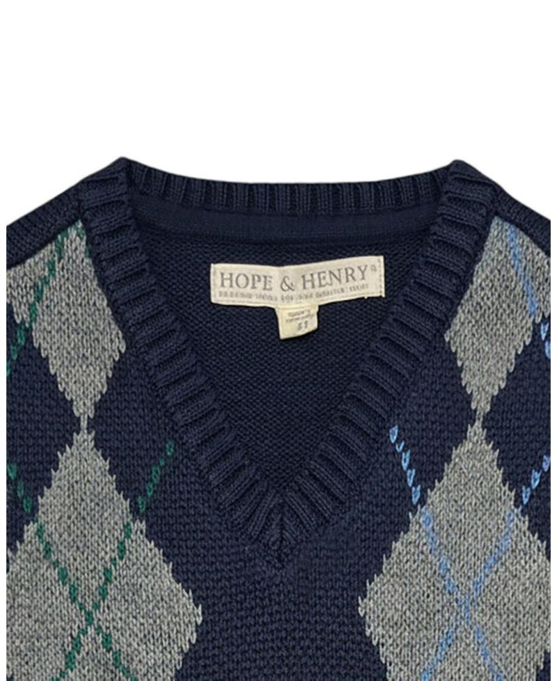 Little Boys 5-7 Organic V-Neck Argyle Sweater Vest