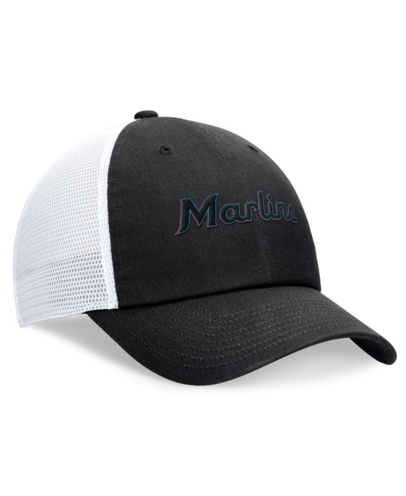 Men's Black Miami Marlins Wordmark Adjustable Trucker Hat