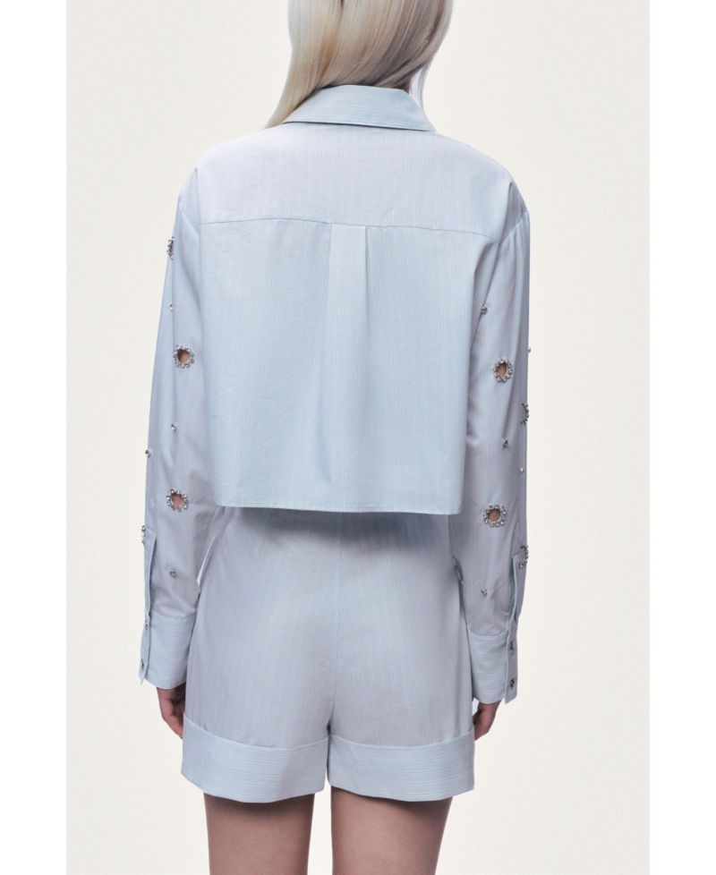 Women's Stone Detail Crop Shirt