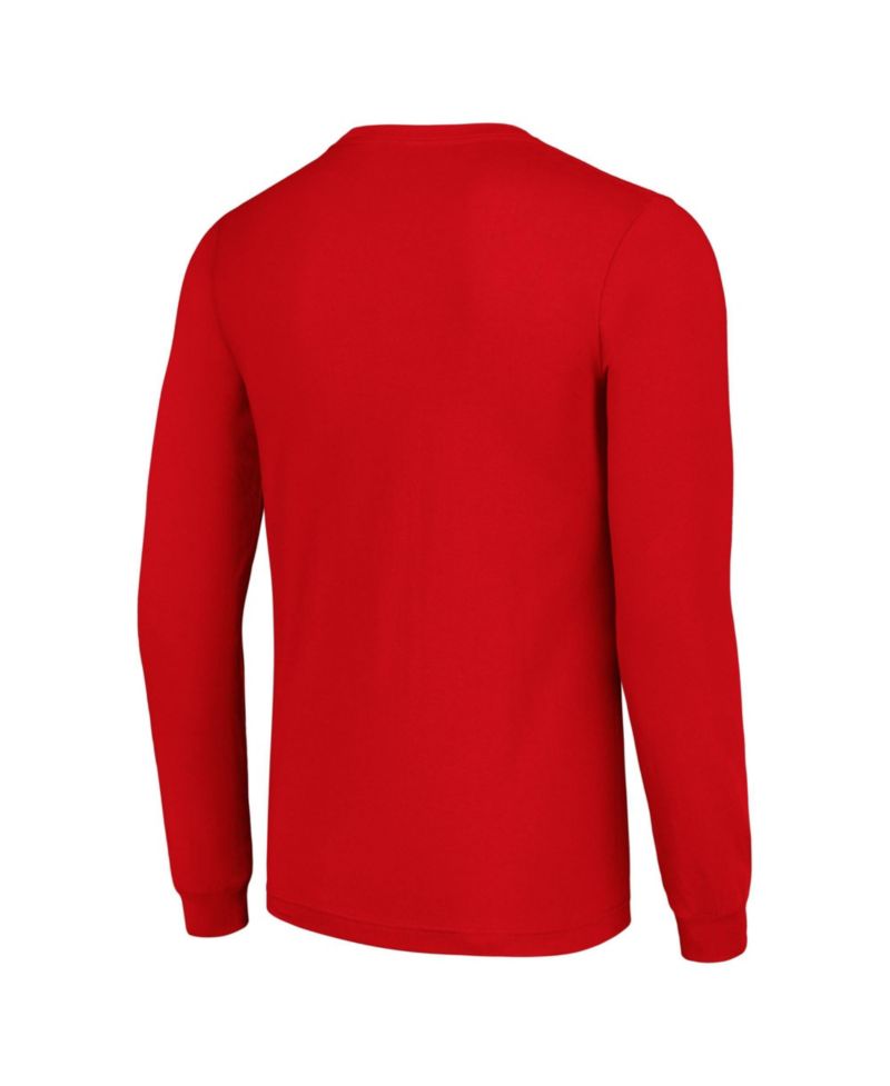Men's Red Kansas City Chiefs Half Helmet Logo Long Sleeve T-Shirt