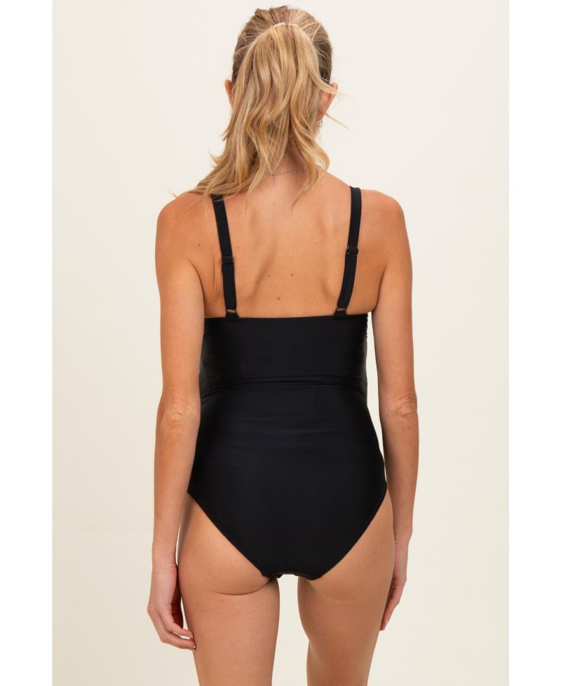 Women's Teal Ruched Square Neck One Piece Swimsuit