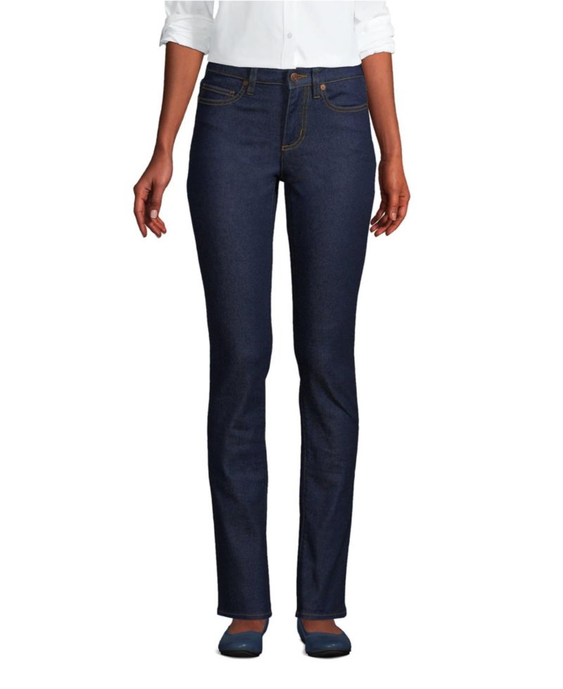 Petite Recover Mid Rise Straight Leg Blue Jeans