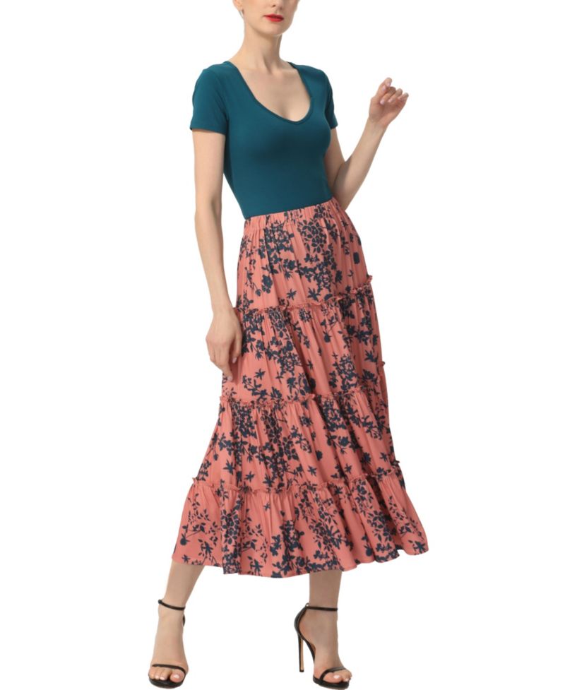 Women's Tiered Midi Skirt