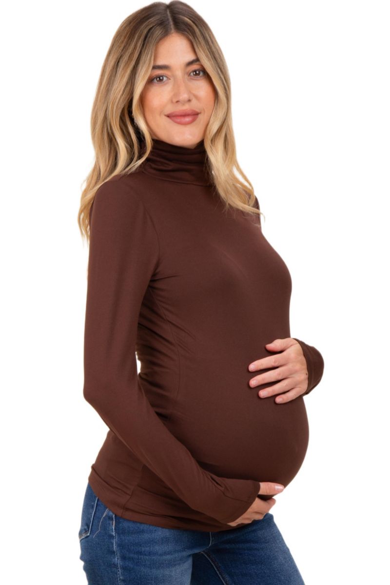 Women's Black Brushed Knit Basic Turtleneck Top