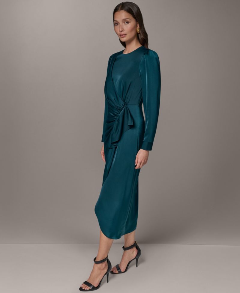 Petite Ruched Midi Dress