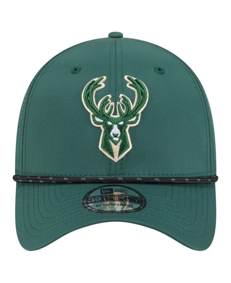 Men's Hunter Green Milwaukee Bucks Featherweight Poly Rope Flex 39Thirty Hat