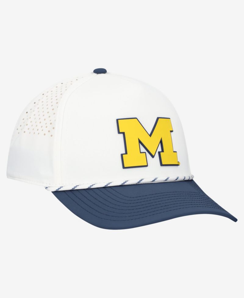 Men's White/Navy Michigan Wolverines Classic Adjustable Rope Hat