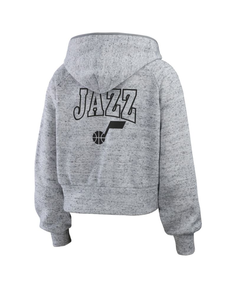 Women's Heather Gray Utah Jazz Speckled Radiator Full-Zip Hoodie