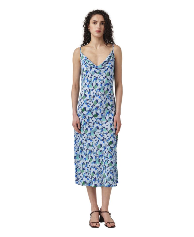Women's Stacy Cowl Neck Crepe Bias-Cut Midi Dress